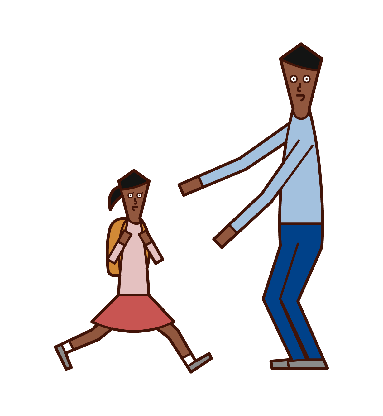Illustration of a father greeting a child (daughter)