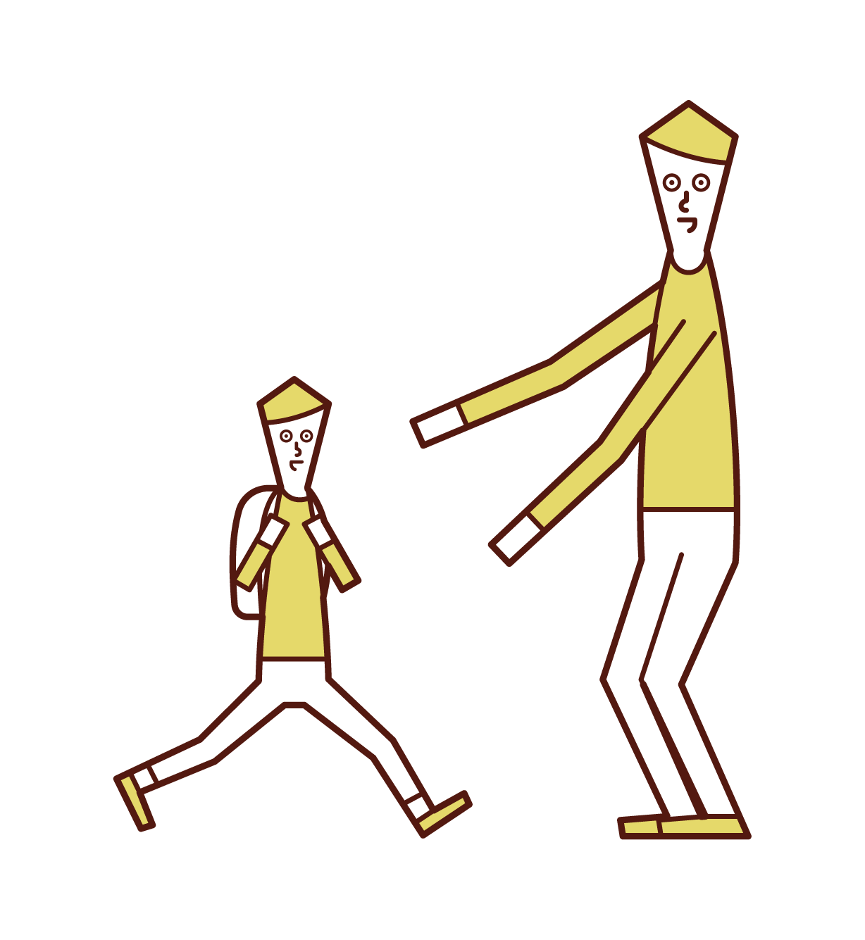Illustration of a father greeting a child (son)