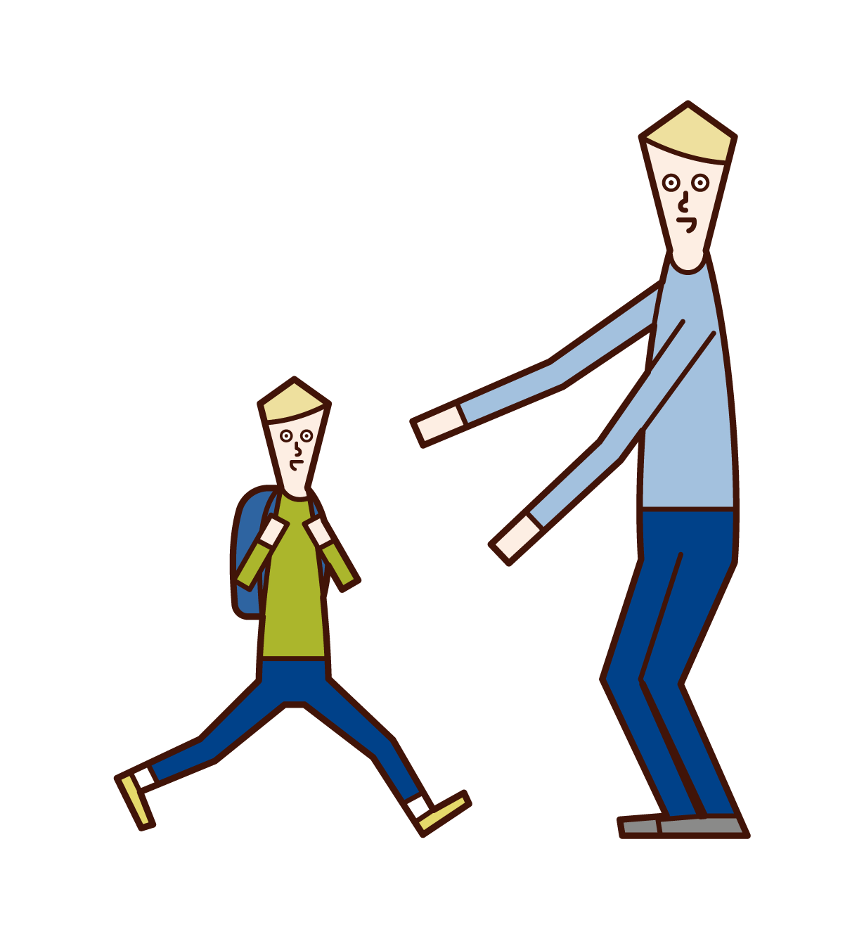 Illustration of a father greeting a child (son)
