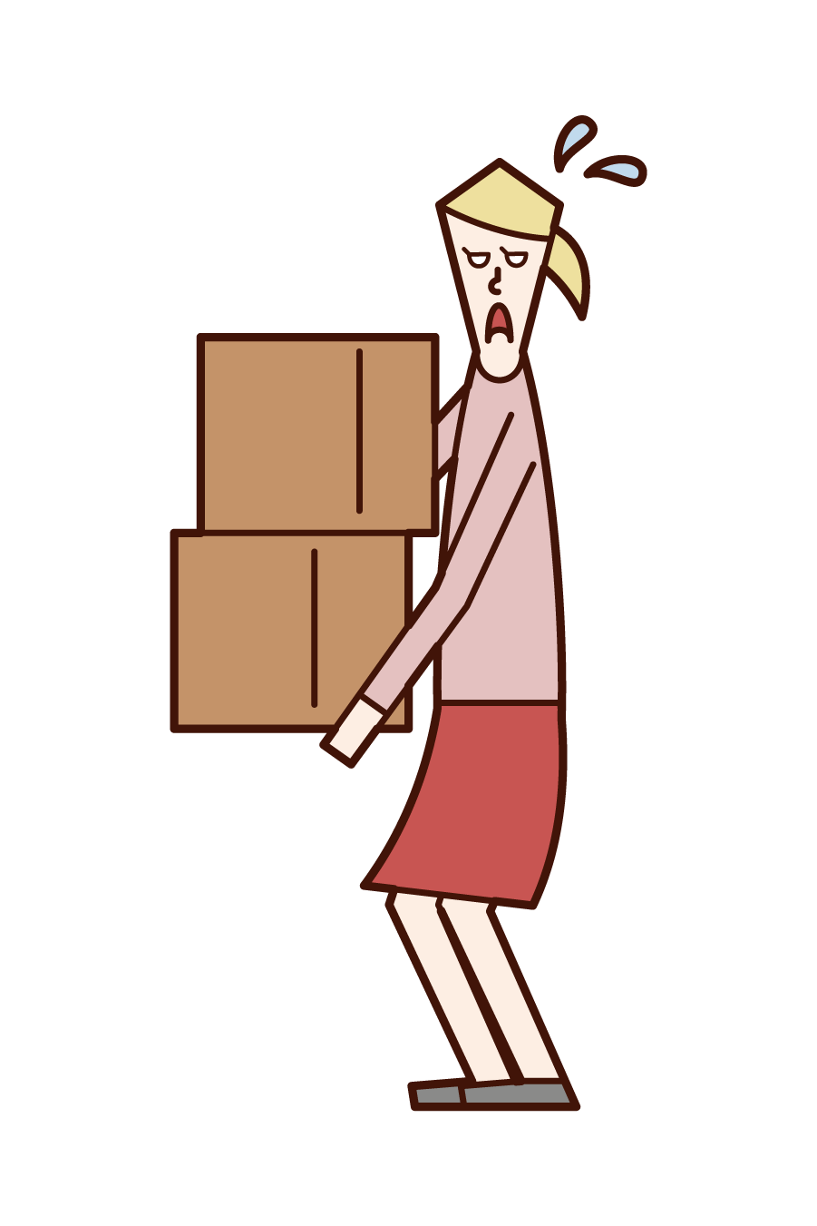 Illustration of a woman carrying heavy baggage