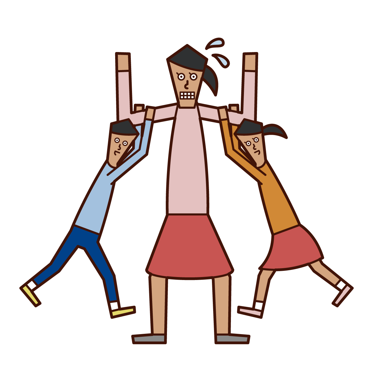 Illustration of a woman playing with children