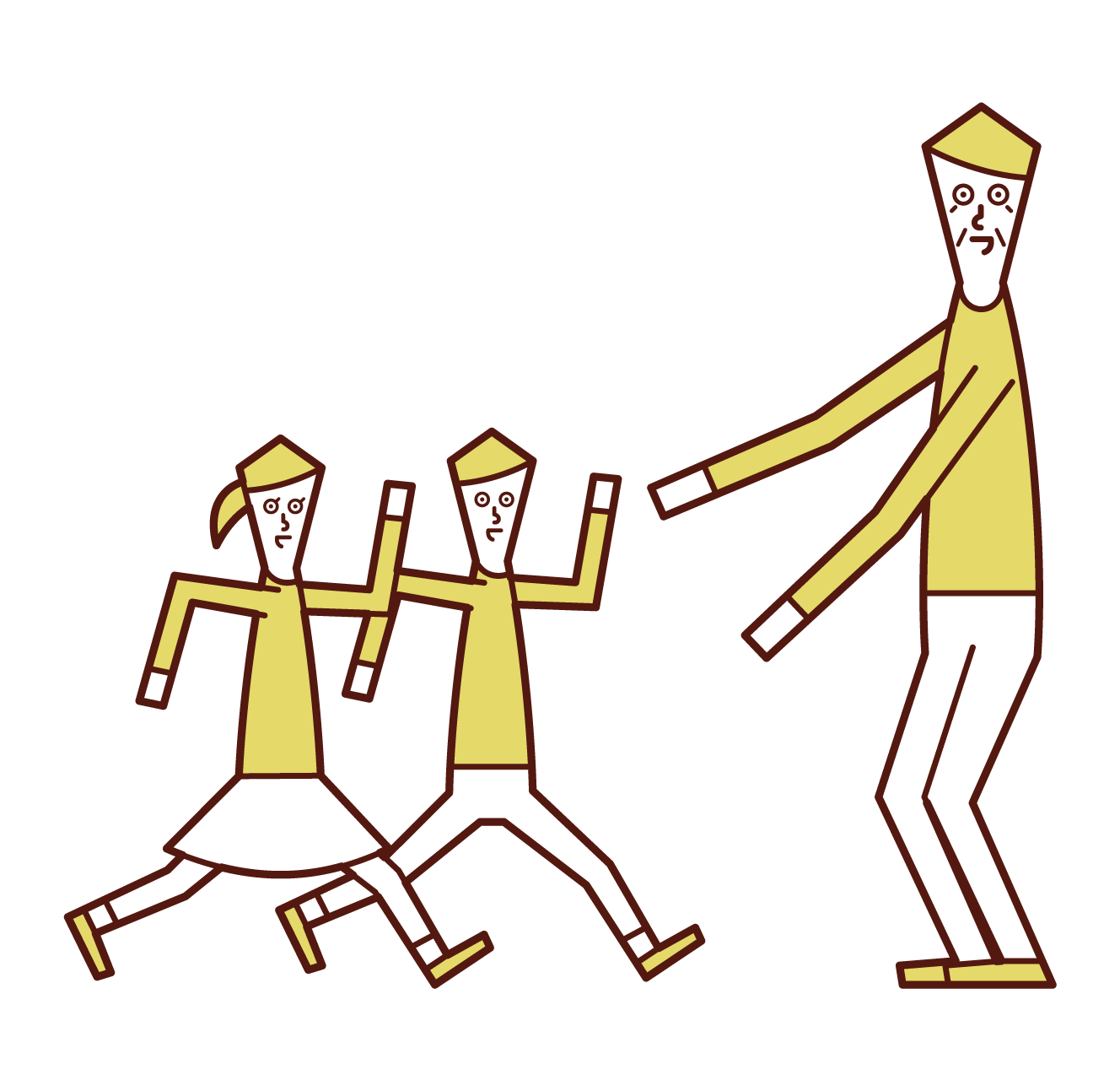Illustration of an old man (man) greeting children