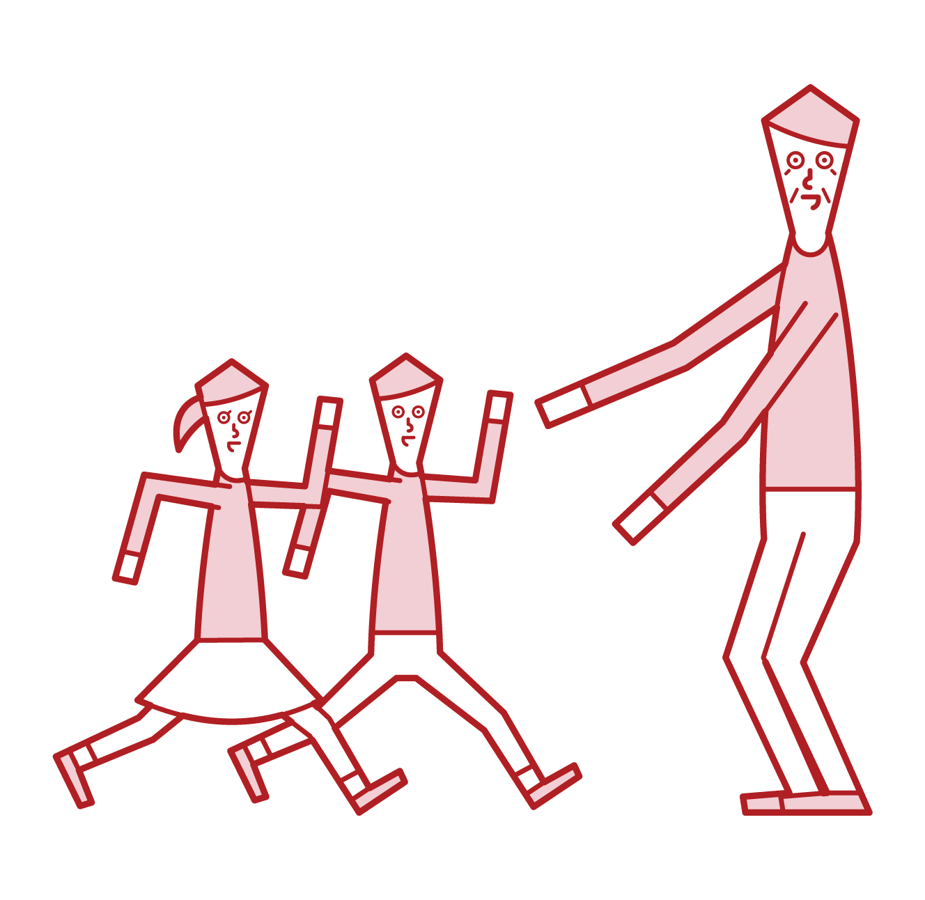 Illustration of an old man (man) greeting children