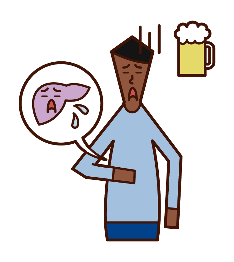 Illustration of liver disease (man)