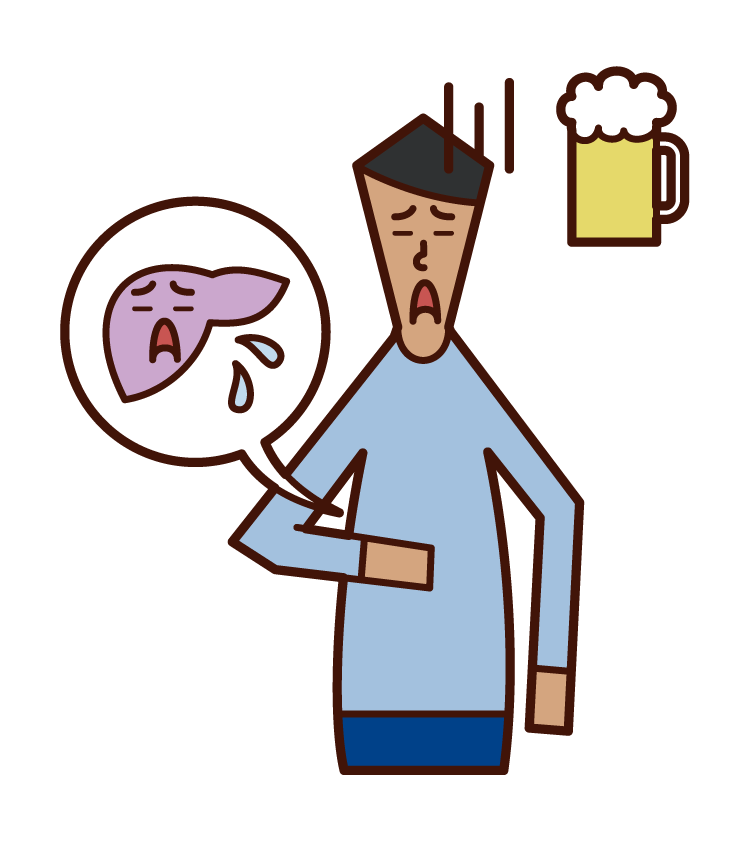 Illustration of liver disease (man)