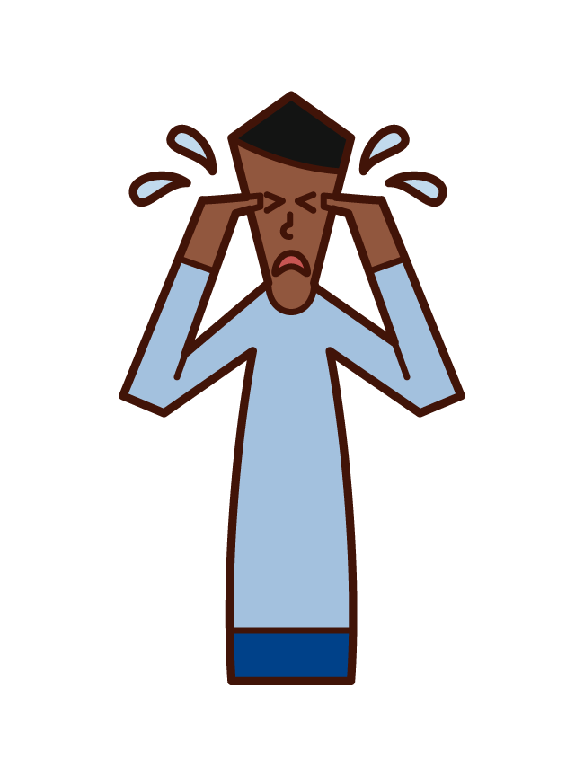 Illustration of a crying man (man)