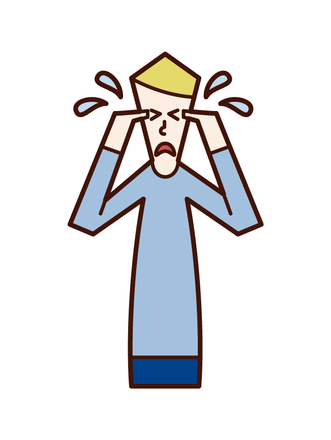 Illustration of a crying man (man)