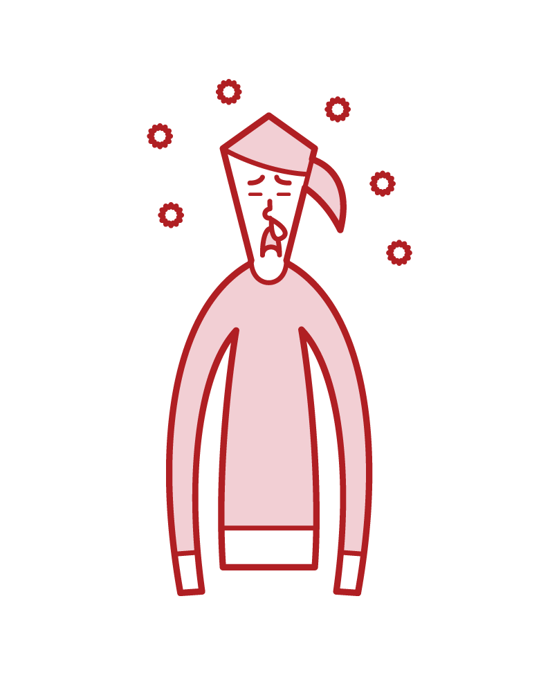 Illustration of a woman with hay fever and runny nose