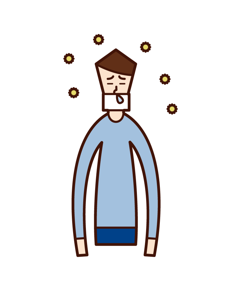 Illustration of a man sneezing with hay fever