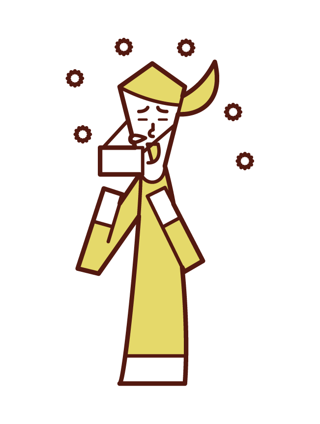 Illustration of a woman sneezing with hay fever
