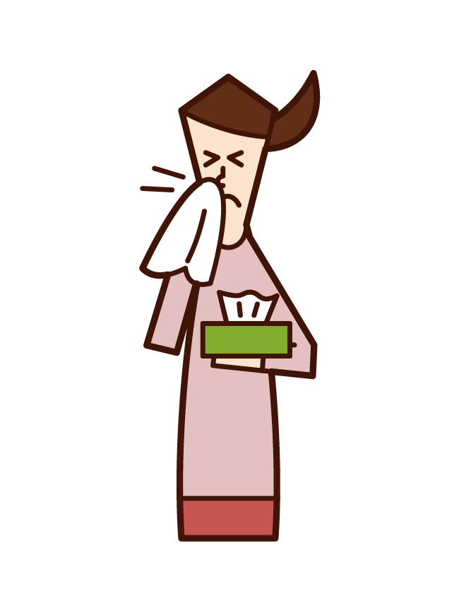 Illustration of a woman with a runny nose