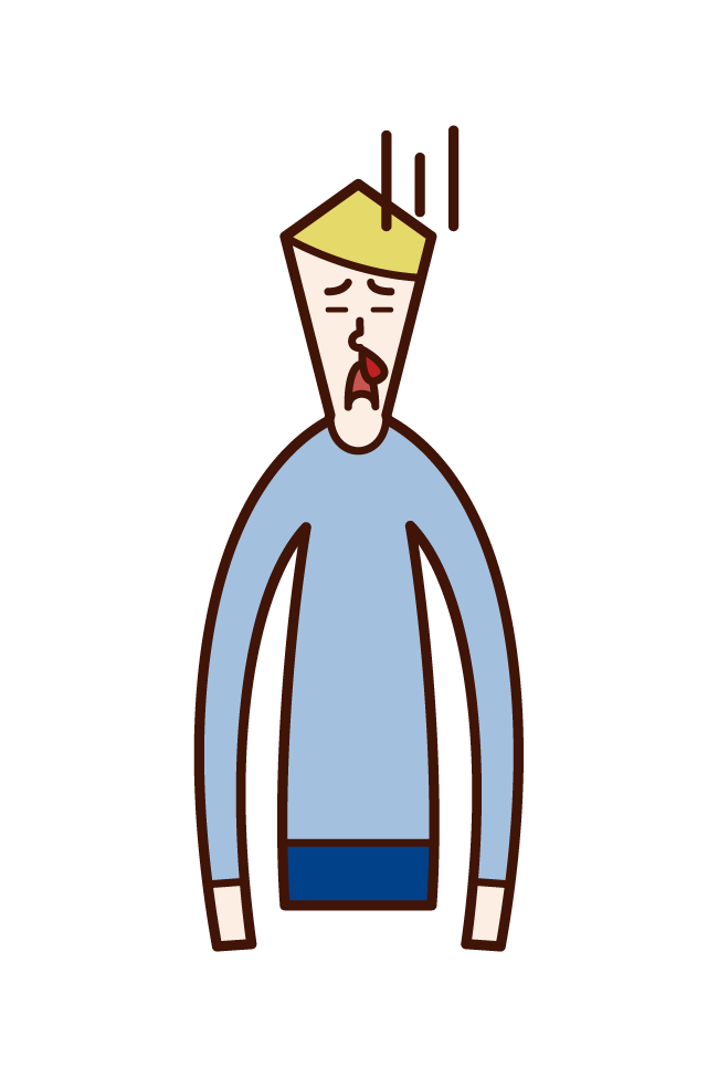 Illustration of a man with a nosebleed