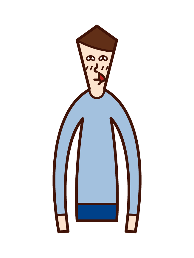 Illustration of a man with a nosebleed