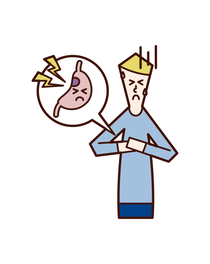 胃潰瘍（男性）のイラスト