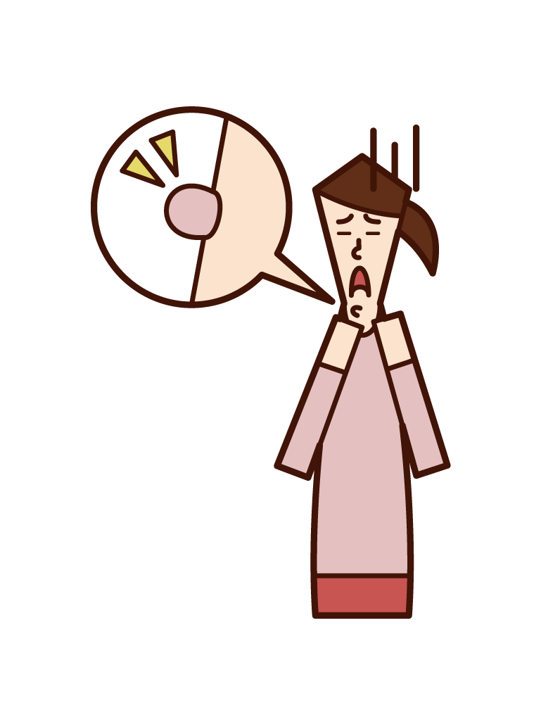 Illustration of a person (woman) who feels nauseous