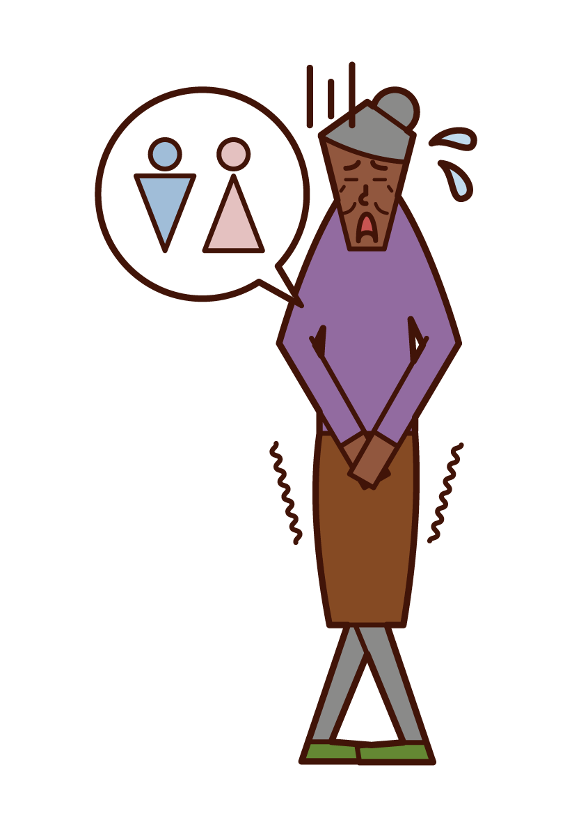 Illustration of an old man (woman) feeling urine