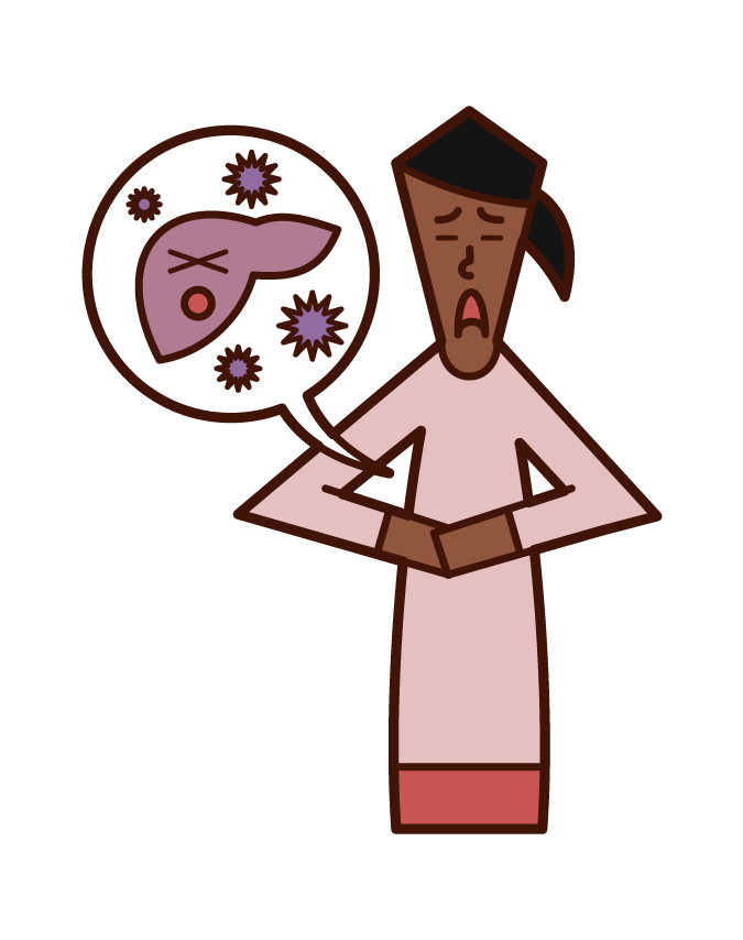 Illustration of viral hepatitis (woman)