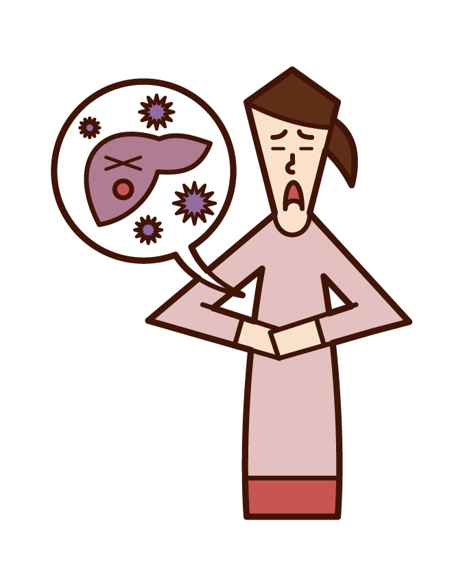 Illustration of viral hepatitis (woman)