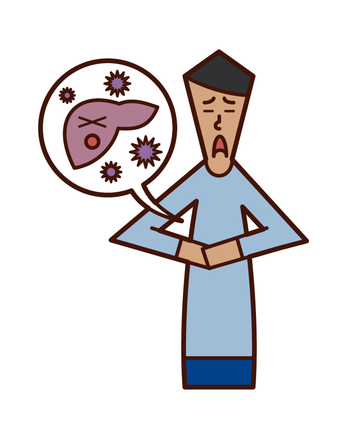 Illustration of viral hepatitis (man)