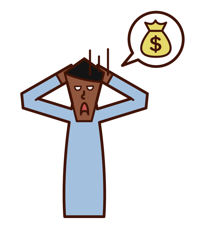Illustration of a man suffering from lack of money