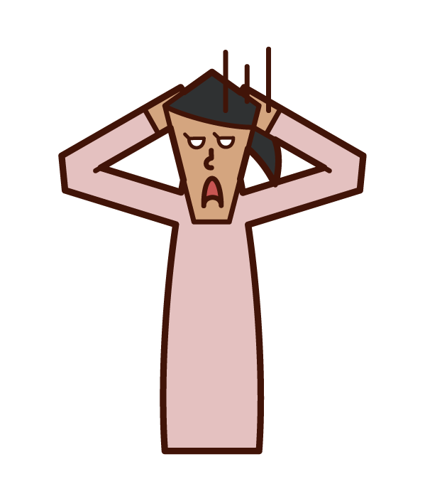 頭を抱えて絶望する人 女性 のイラスト フリーイラスト素材集 Kukukeke