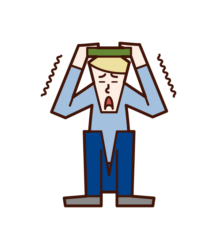 Illustration of a man protecting himself from an earthquake