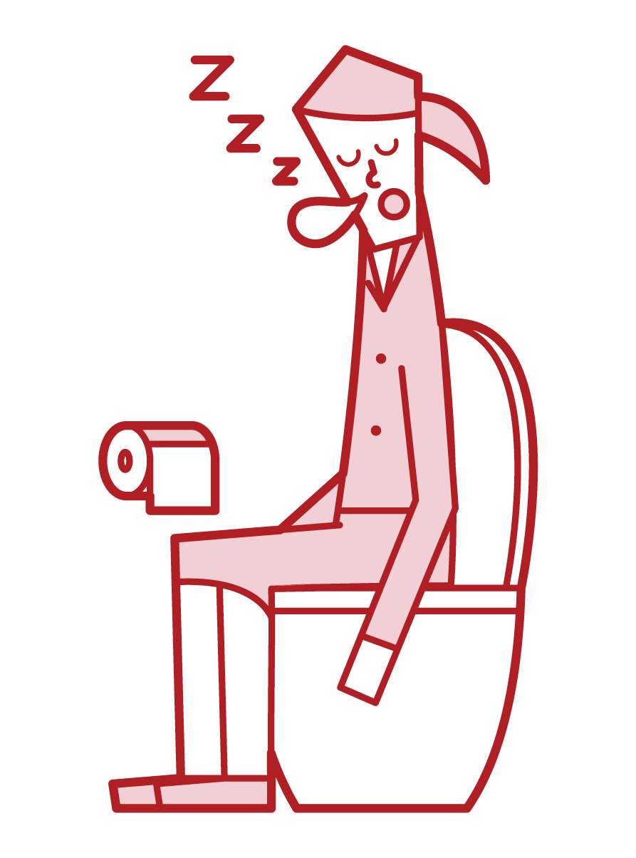 Illustration of a woman sleeping in a toilet