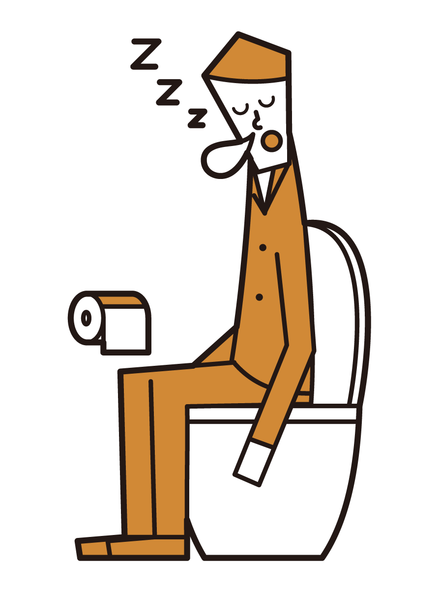 Illustration of a man sleeping in a toilet