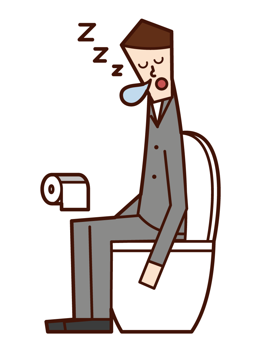 Illustration of a man sleeping in a toilet