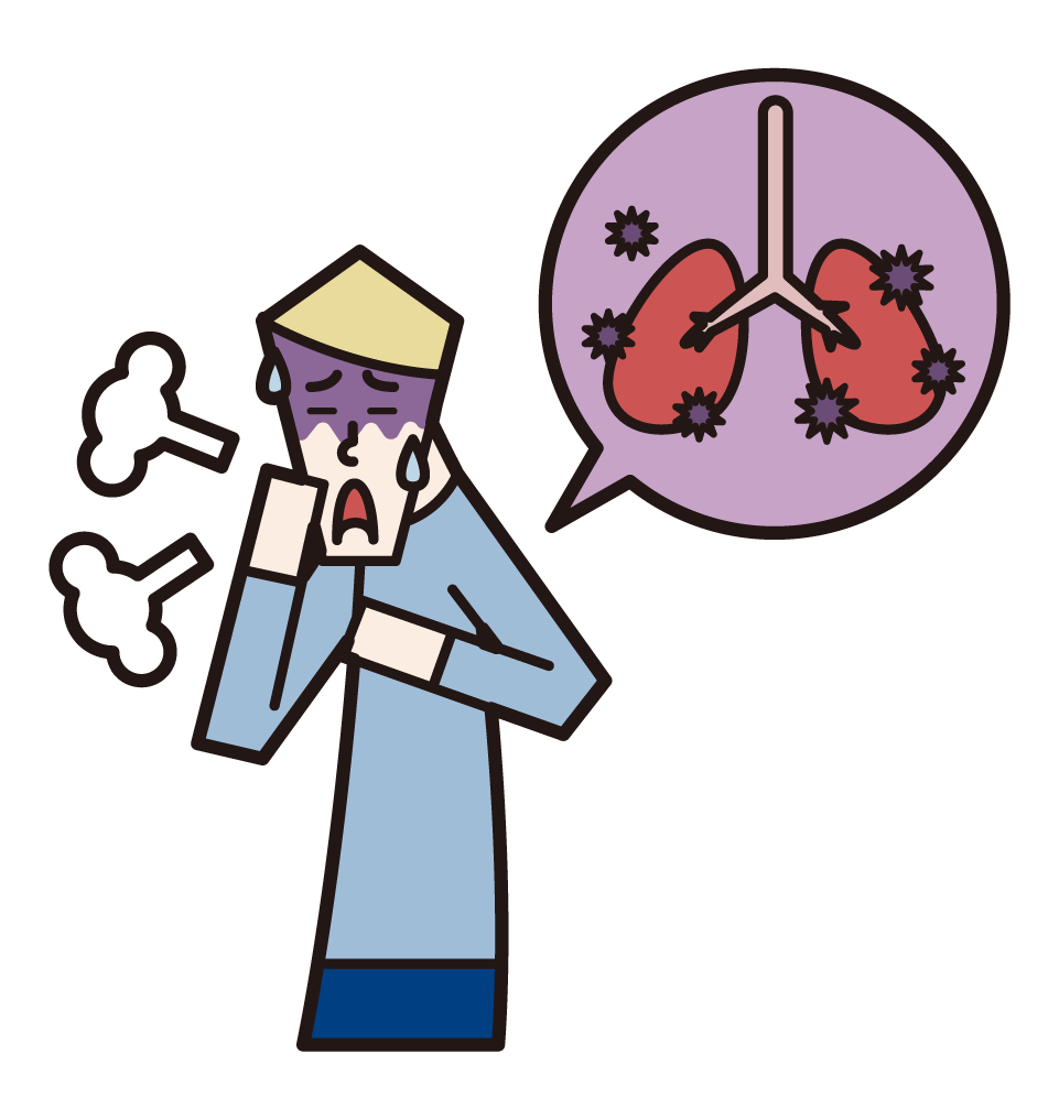 Illustration of pneumonia, pulmonary tuberculosis, lung disease (male)