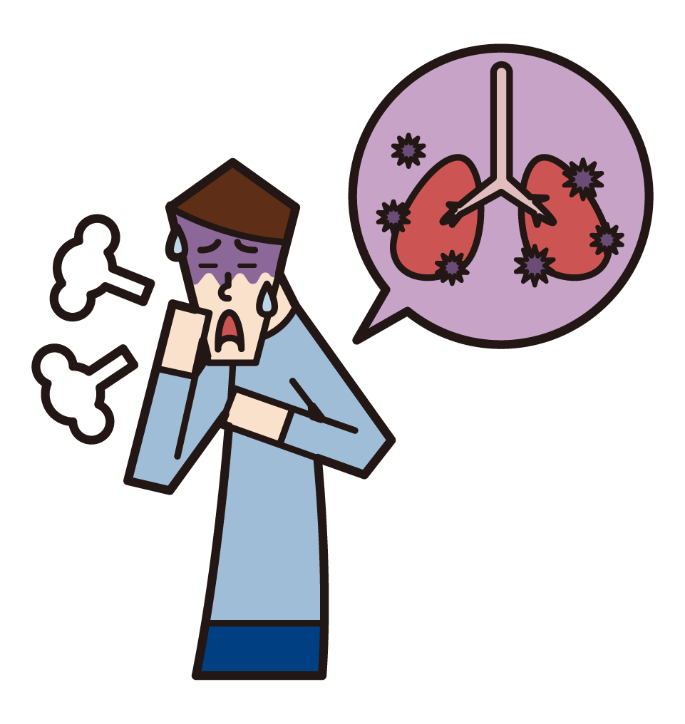 Illustration of pneumonia, pulmonary tuberculosis, lung disease (male)