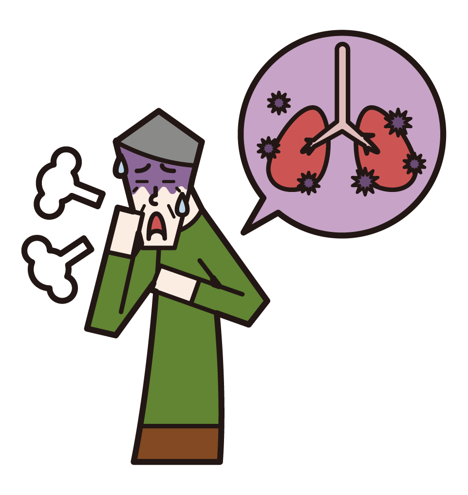 Illustration of pneumonia, pulmonary tuberculosis, lung disease (male)