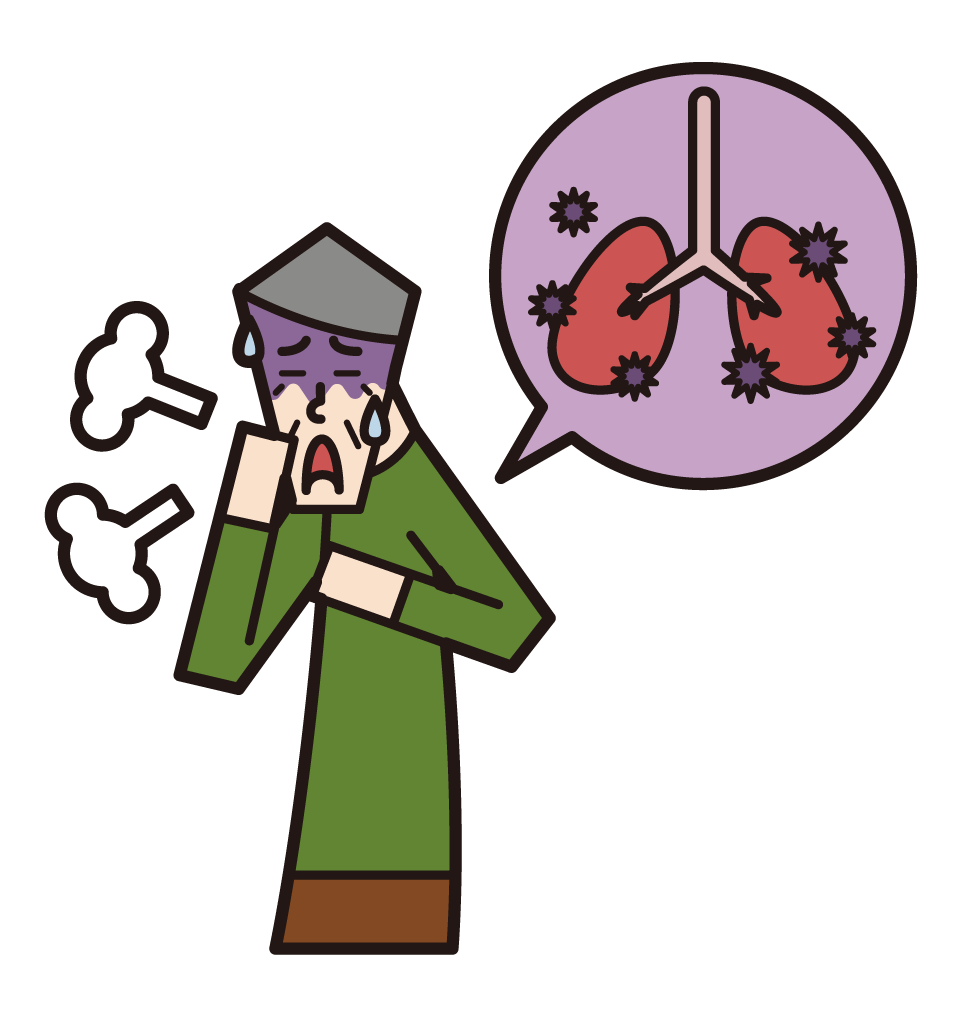 Illustration of pneumonia, pulmonary tuberculosis, lung disease (male)