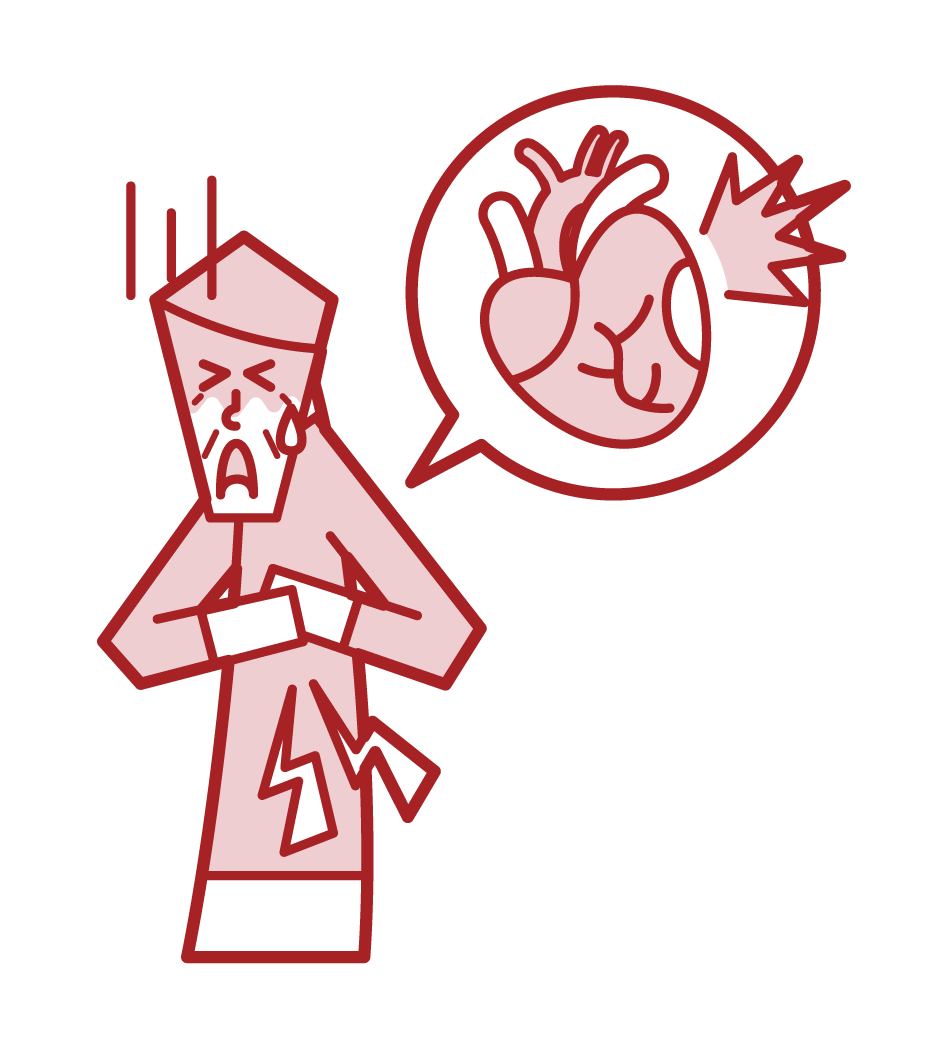Illustration of ischemic heart disease, myocardial infarction, angina pectoris, heart failure (old father)