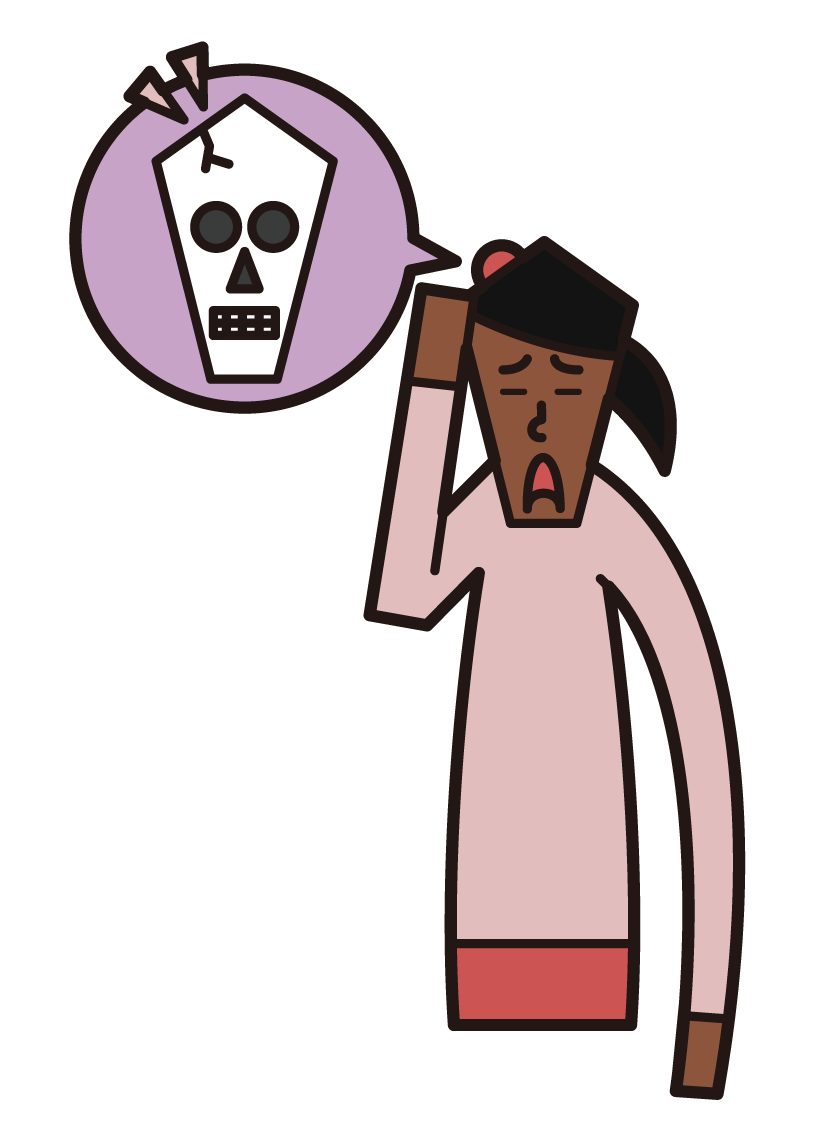 Illustration of tankobu head injury (female)