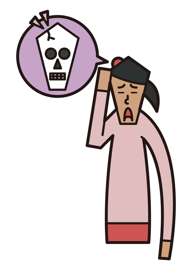 Illustration of tankobu head injury (female)