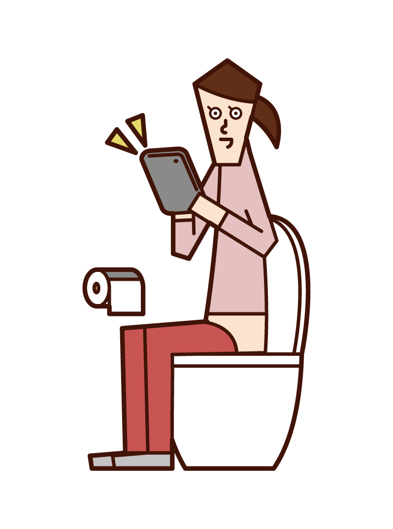 Illustration of a man eating in the toilet