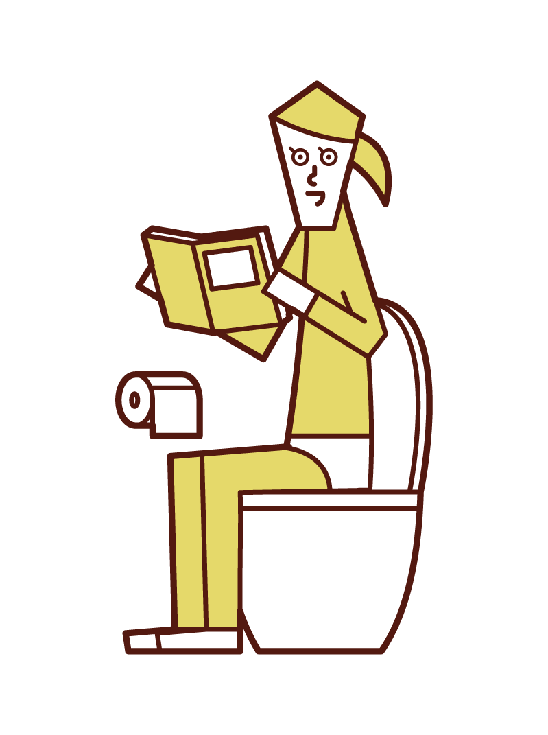 トイレで本を読む人 女性 のイラスト フリーイラスト素材 Kukukeke ククケケ