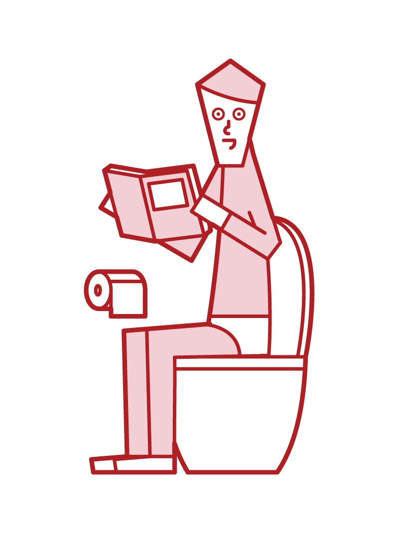 トイレで本を読む人 男性 のイラスト フリーイラスト素材 Kukukeke ククケケ