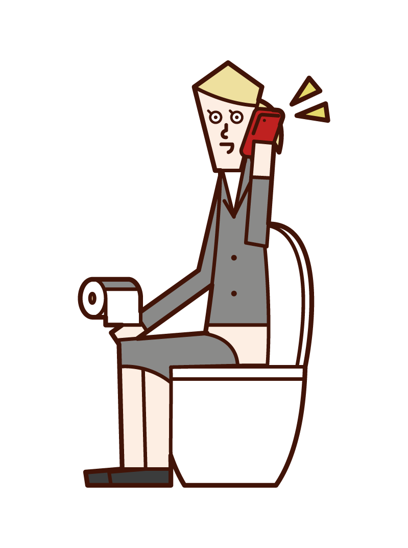 トイレで電話する人 女性 のイラスト フリーイラスト素材 Kukukeke ククケケ