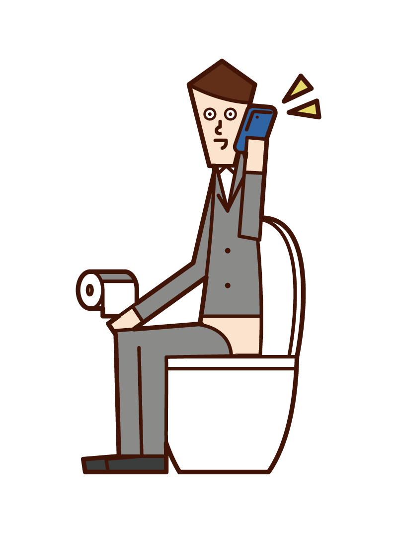 Illustration of a man reading a book in the toilet