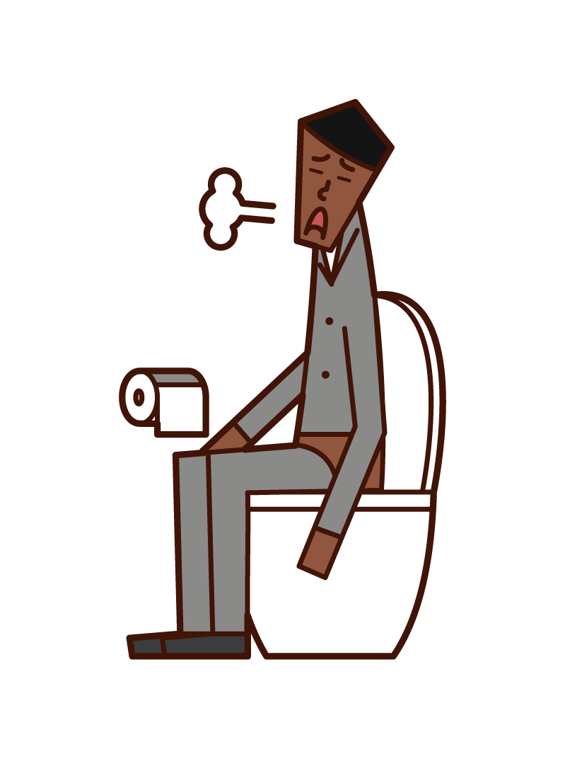 Illustration of a man sighing in the toilet