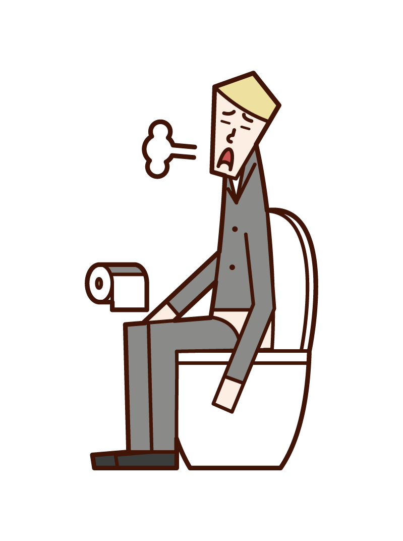 Illustration of a man sighing in the toilet