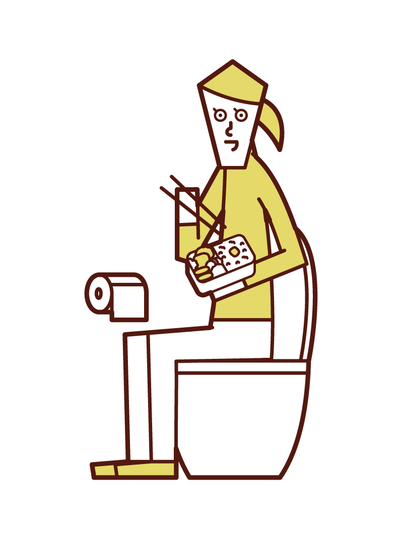 화장실에서 먹는 사람 (여성)의 그림