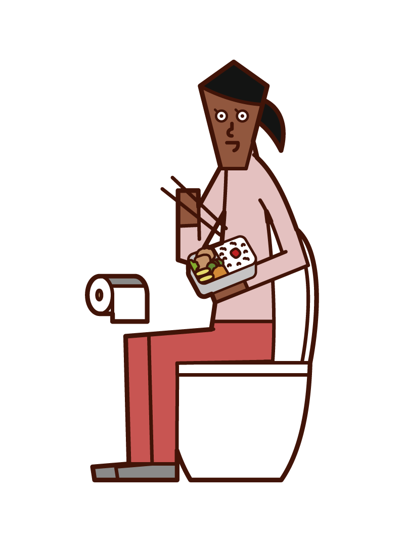 화장실에서 먹는 사람 (여성)의 그림