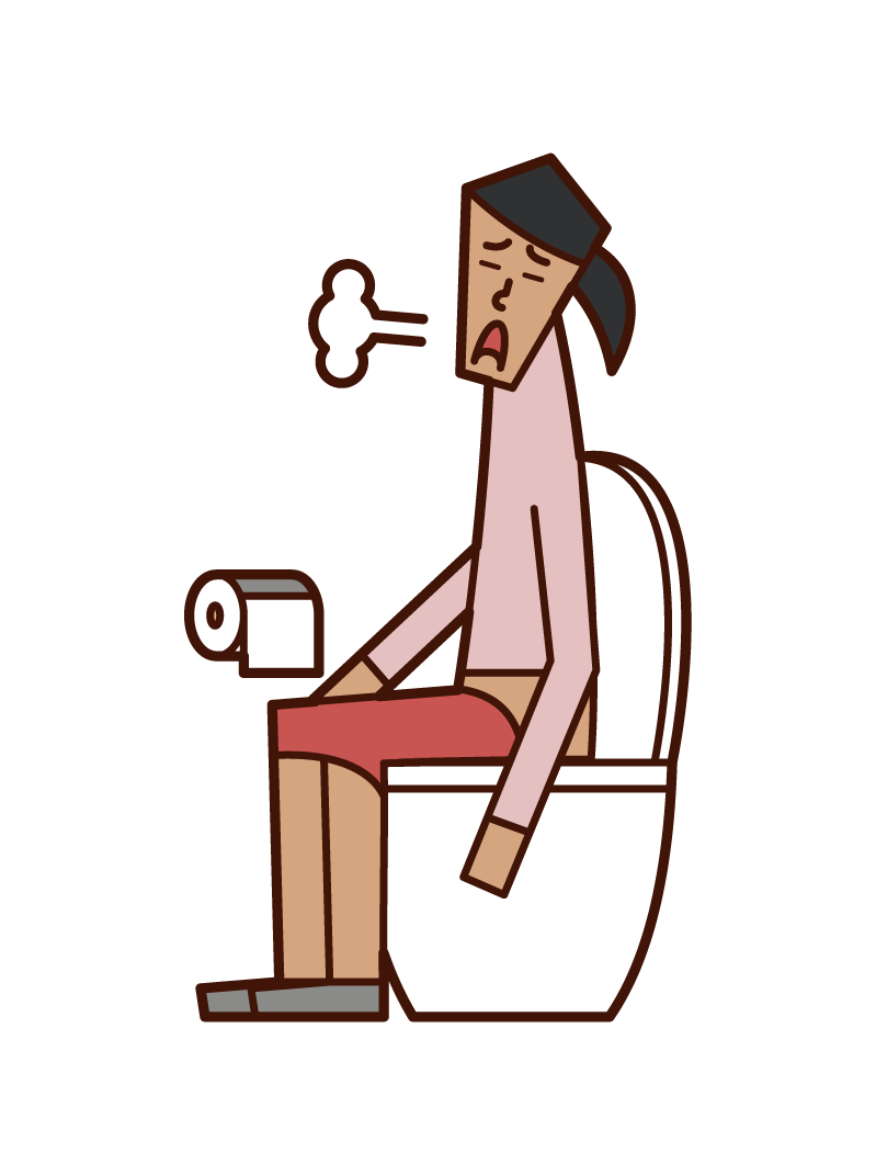 Illustration of a woman sighing in the toilet