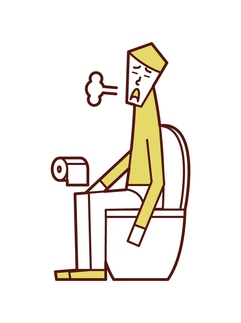 トイレでため息をつく人（男性）のイラスト