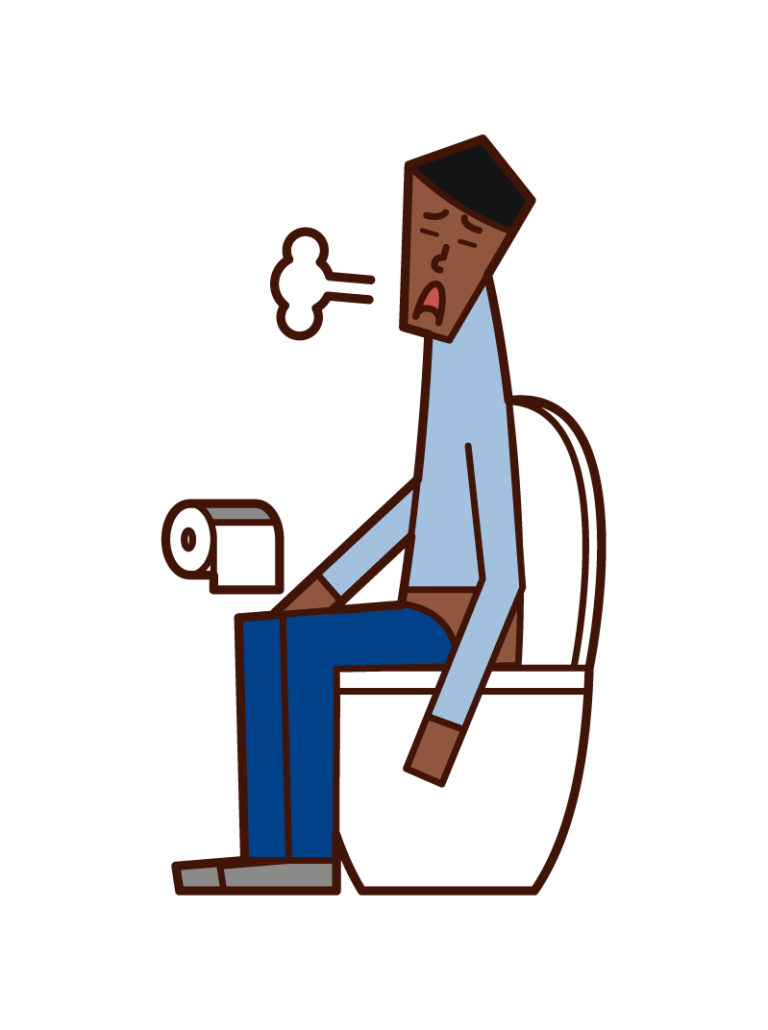 トイレでため息をつく人（男性）のイラスト フリーイラスト素材 KuKuKeKe（ククケケ）