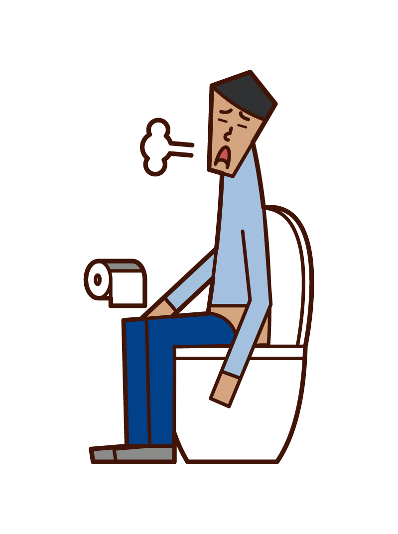 Illustration of a man sighing in the toilet