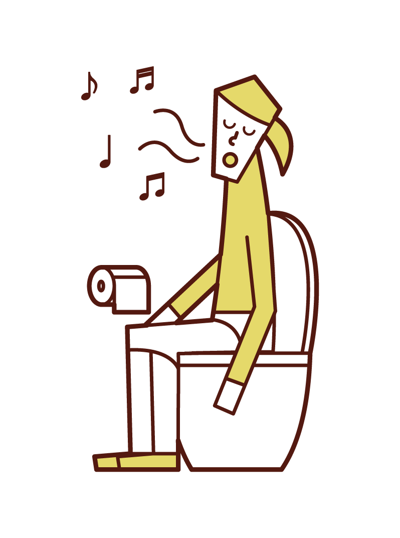 在廁所裡唱歌的人（女人）的插圖